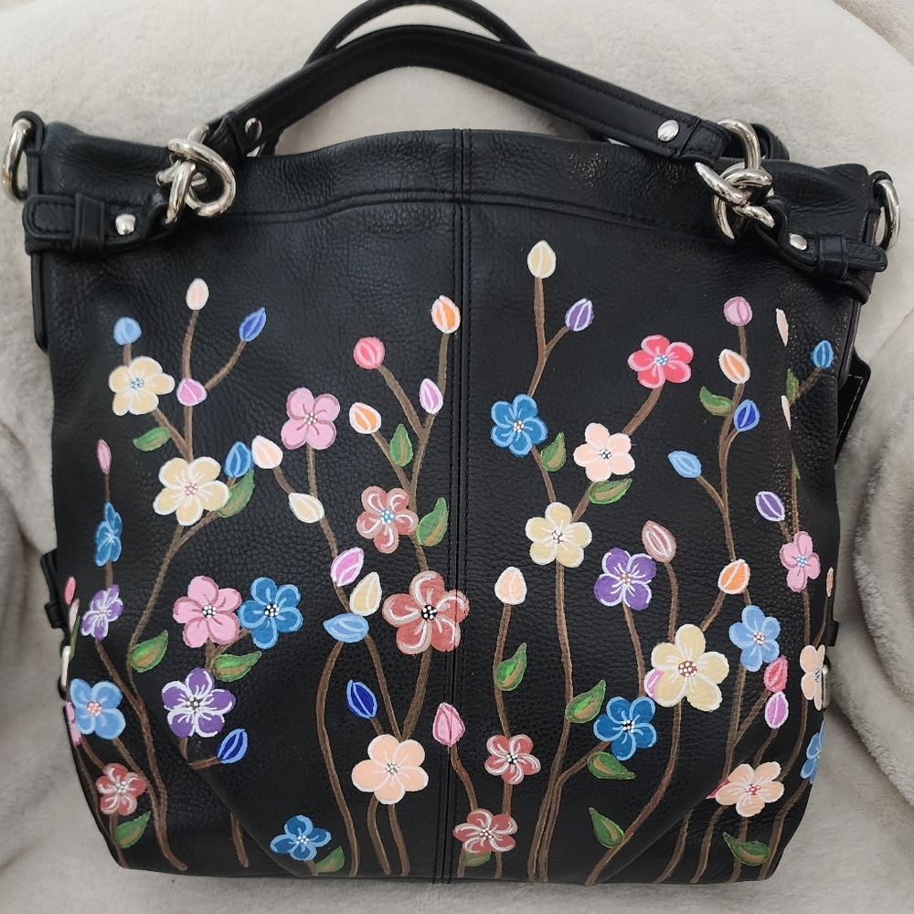 SOLD-Floral Black Handbag